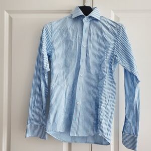 Dressman Blue and White Striped Men's Shirt, S37/38